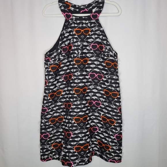 Hutch Anthropologie Black Sunglass Motif Embroidered Halter Neck Dress - Picture 5 of 11
